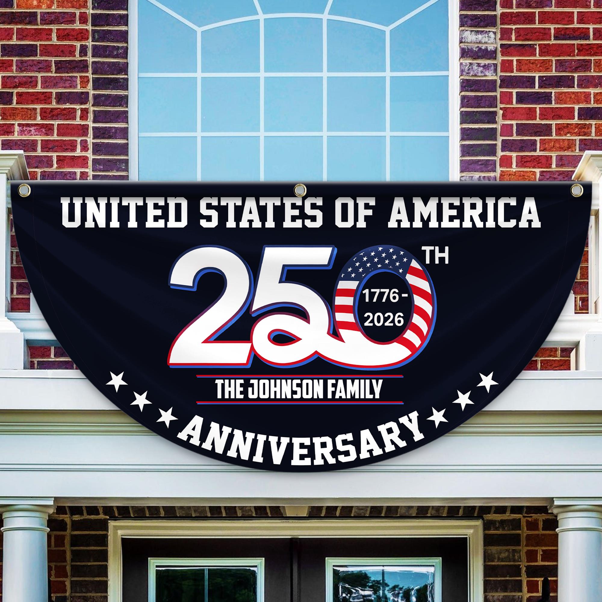 Discover Patriotic 250th Anniversary Flag, 1776 2026 United States of America Non-Pleated Fan Flag, Personalized Patriot Semi Circle Flag