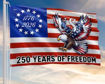 250 Years Of Freedom Flag, Bald Eagle Patriotic 1776–2026 Flag, American History Patriotic
