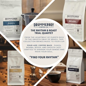 DrummerBoy Coffee Puerto Rico Coffee Roasted Arabica Beans Espresso & Pour Over Brew Coffee Blend Coffee Lover Gift Fresh Roasted Whole Bean