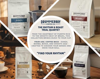 DrummerBoy Coffee Porto Rico Grains d'arabica torréfiés Espresso et verser sur le mélange de café Cadeau pour amateur de café Grains de café entiers frais torréfiés