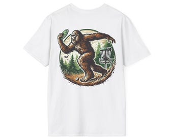 Camiseta de golf de disco Bigfoot, camiseta de golf Sasquatch Frisbee, camiseta unisex, regalo para amantes del golf de disco, ropa deportiva para exteriores