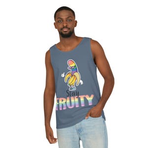 Comfort Colors, Stay Fruity Unisex Tank Top, Pride Apparel, Summer Fashion, LGBTQ+ Gift, Funny Graphic Tee, Beach Wear