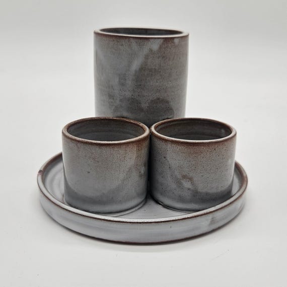 Fabien Comte Studio Pottery Caddy - Signed Ceramic Organizer