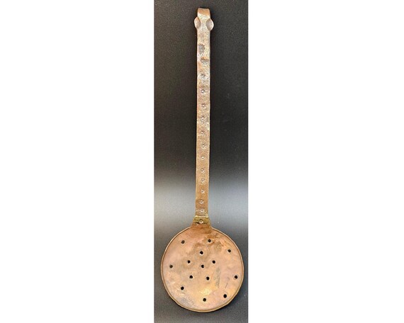Vintage Brass & Copper Ladle: Starburst Handle, Rustic Kitchen Decor