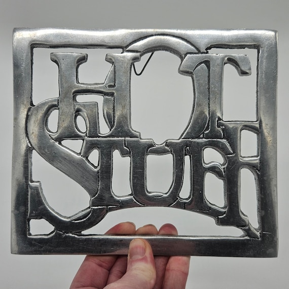 Vintage "Hot Stuff" Metal Trivet: Retro Wall Hanging Kitchen Decor