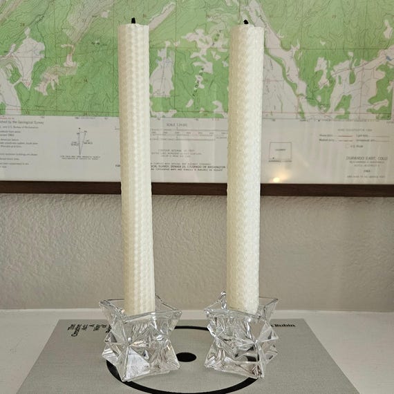 Vintage Crystal Taper Candle Holders - Star-Shaped STACKABLE 24% Lead Set of 2. Michael C Fina Fifth Avenue