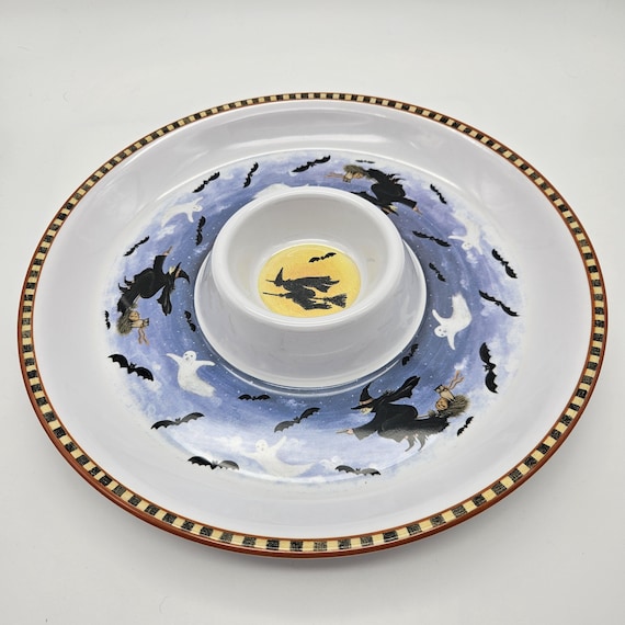Vintage Sakura Halloween Chip and Dip Platter - Spooky Melamine Server