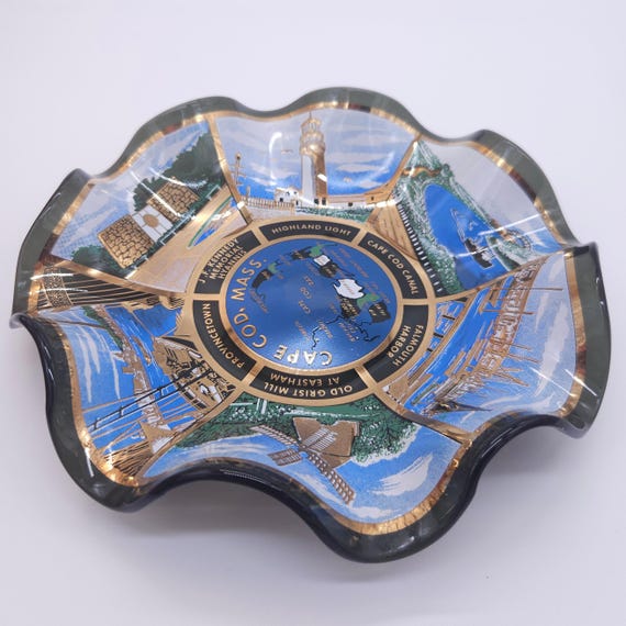 Vintage Cape Cod Scalloped Glass Dish: Houze Art Coastal Ashtray