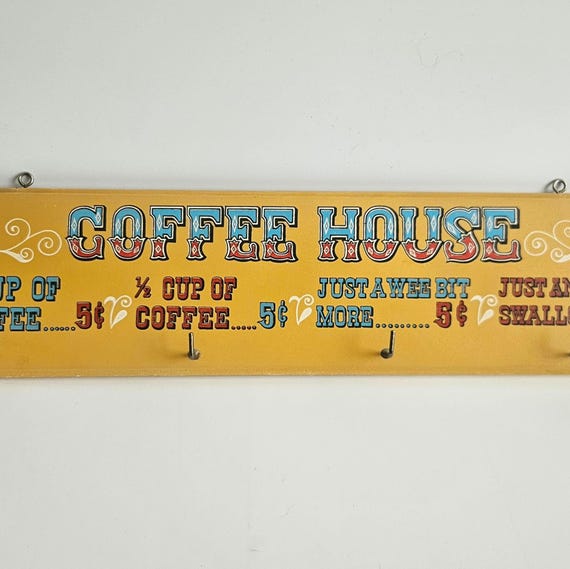 Vintage 1960s Coffee Mug Rack – Diner Wall Decor – Attributed Victor Goldman