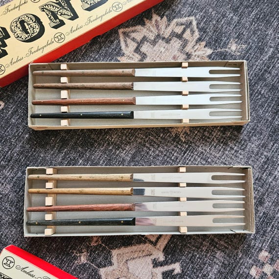 Vintage Fondue Forks Designed by Carl Auböck for Amboss Neuzeug - Set of 8 - Rosewood - Mid-century Retro - FREE SHIPPING