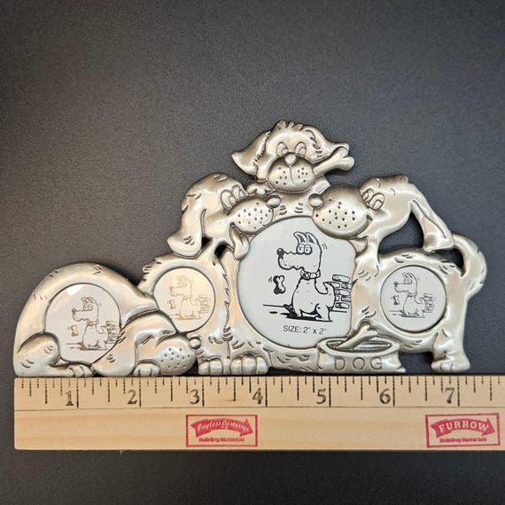 Vintage Metal Dog Picture Frame: Whimsical Pet Photo Display
