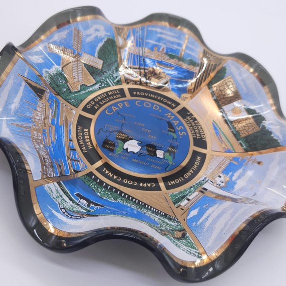 Vintage Cape Cod Scalloped Glass Dish: Houze Art Coastal Ashtray