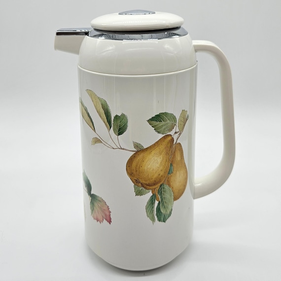 Vintage Mikasa Thermal Carafe: Belle Terre Fruit Design, 1980s Hot Drink Server