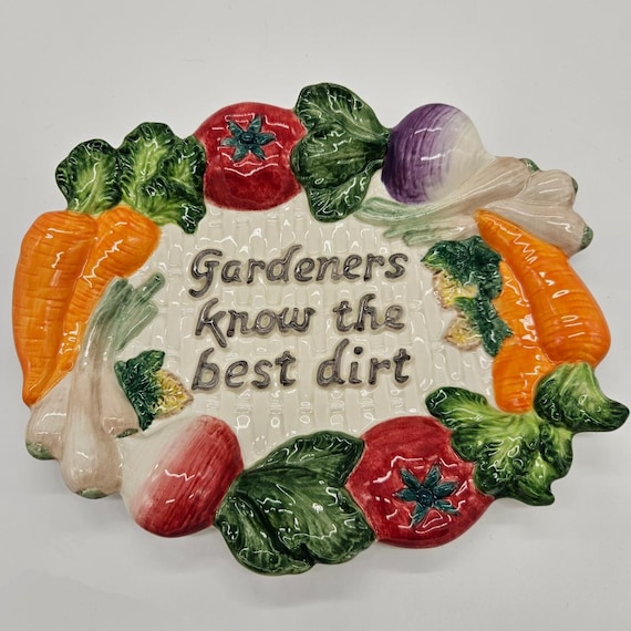 Vintage Fitz & Floyd Gardeners Wall Plaque – Vegetable Kitchen Decor