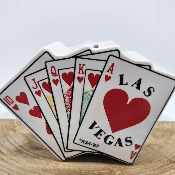 Vintage 1987 Las Vegas Piggy Bank – Playing Cards Made in Korea