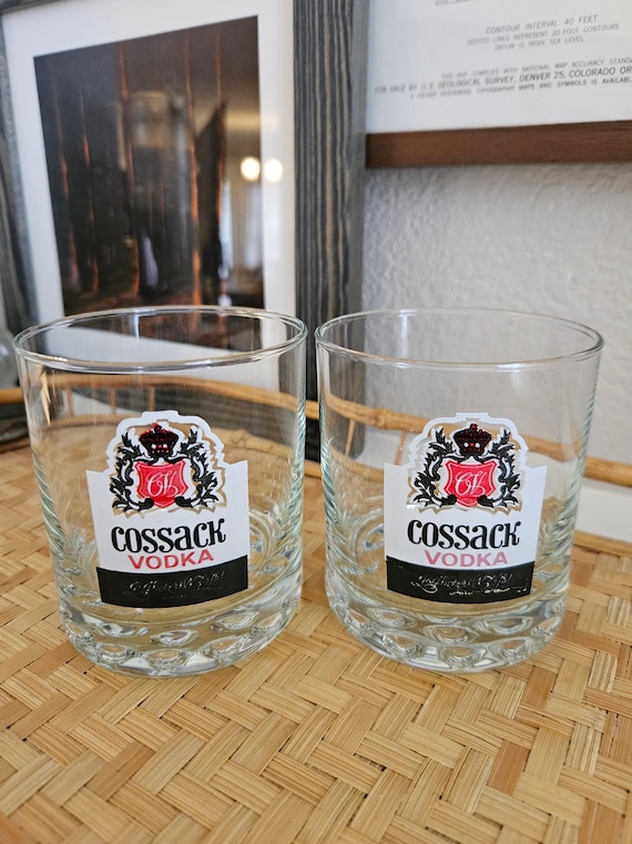 Set of 2 Cossack Vodka Hobnail Glasses - 1970's Rare and Collectible Vintage items. Perfect for a retro Bar Cart!