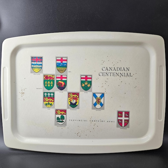 1967 Canadian Centennial Tray: Provincial Coats of Arms, Gold Glitter Flecks