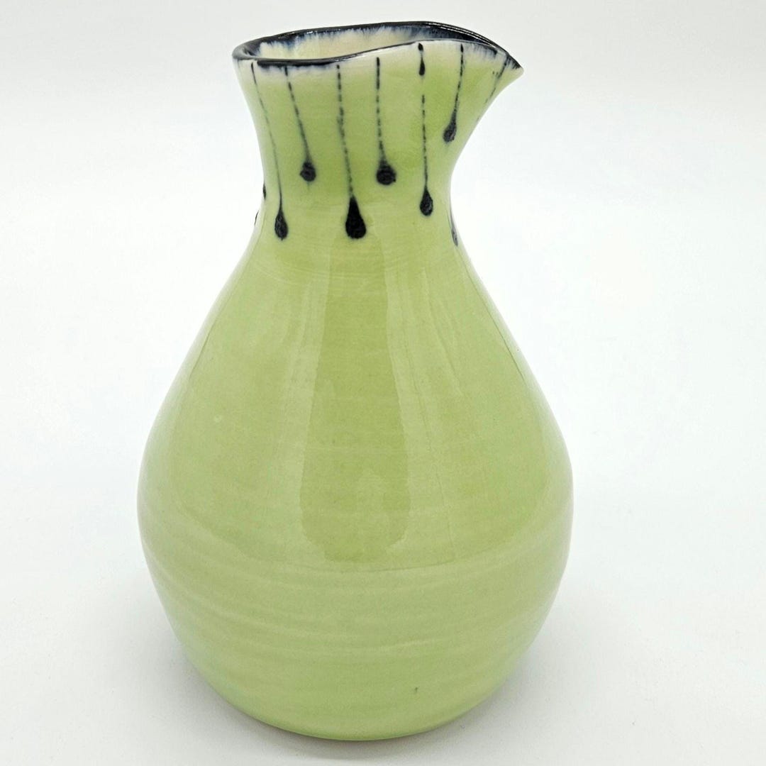 Studio Pottery Mary Covell Bud Vase - Green Drip Glaze - Etsy