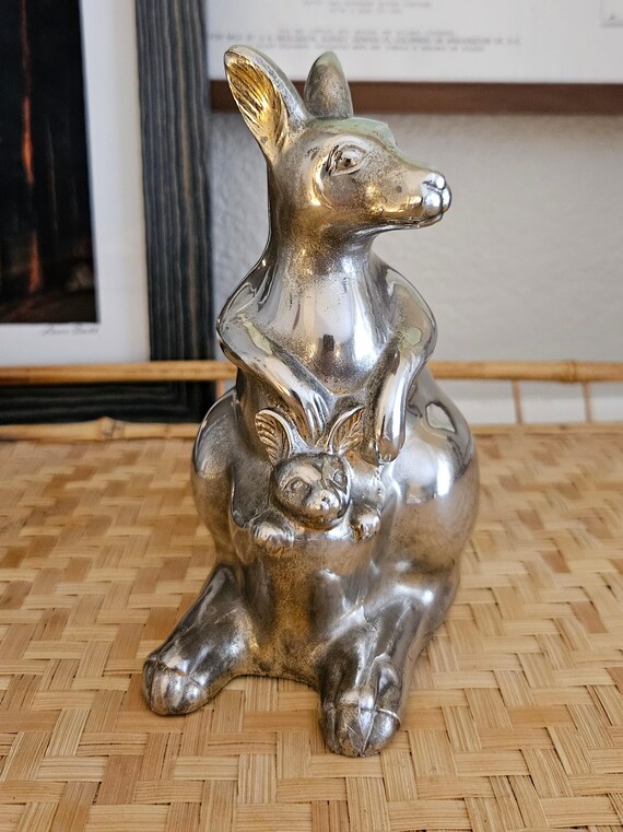 Vintage Kangaroo & Joey Piggy Bank / Coin Bank / heavy paperweight