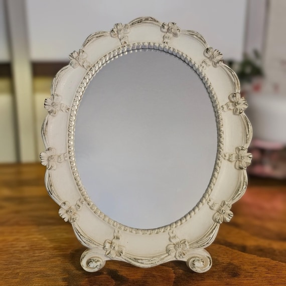 Vintage Syroco Vanity Mirror - 1943 - Cream & Gold Frame - 13 x 10.5