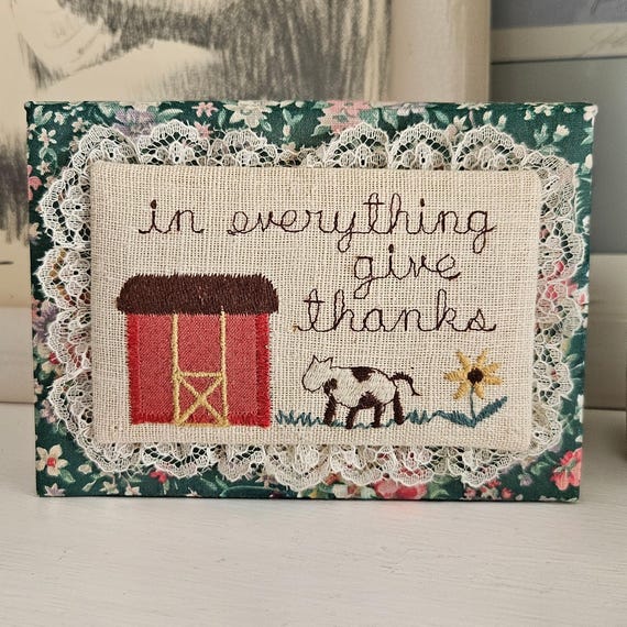 Vintage Needlepoint Memo Box with Pencil – Floral Cow Note Pad Holder