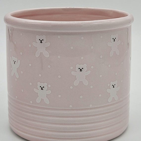 Vintage Napco Pink Teddy Bear Planter – Vase – Shackelford’s Memphis Florist – 80s Nursery Decor