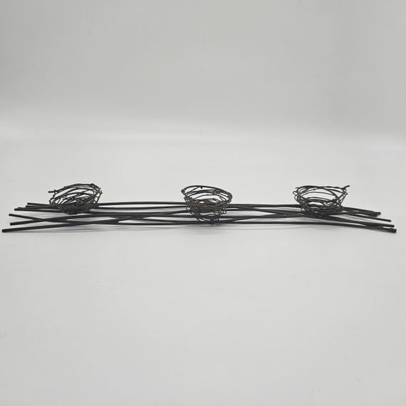 Vintage Wire Votive Candle Holder: Rustic Metal Nest Centerpiece