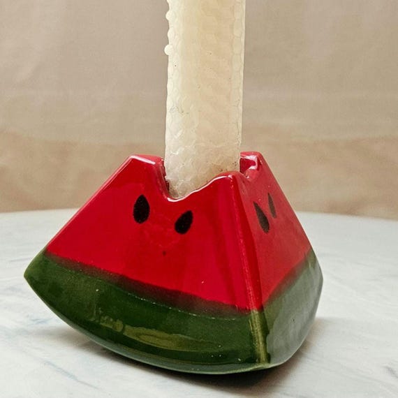 Vintage Ceramic Watermelon Candle Holder: Whimsical Summer Decor