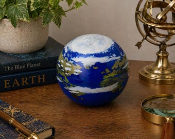 Vintage 1998 Glass Eye Studio Earth Paperweight Signed Hand Blown Art Glass 4"