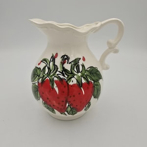 Vintage Handpainted in Japan Small Strawberry Pitcher