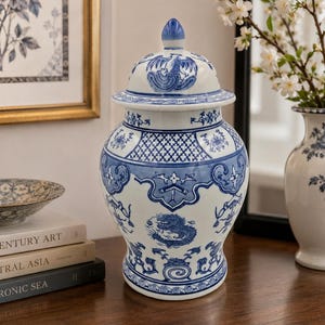 Blue and White Dragon Vase - Etsy
