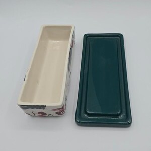 Anthropologie Holly Berry Stoneware Butter Dish Green Base Holiday Kitchen Decor image 7