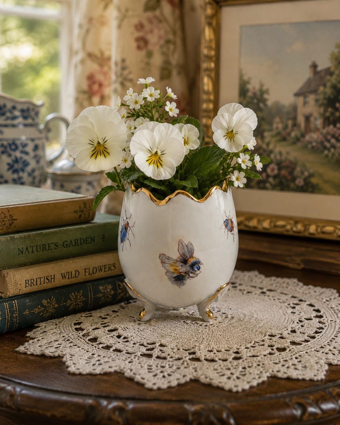  Limoges 花瓶 卵型 花柄　高さ約13.5cm Limoges Egg Vase - Etsy