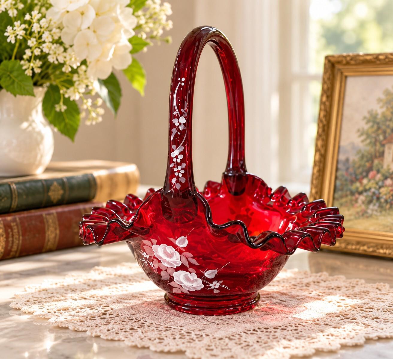 Fenton Basket Hand Painted and Signed - Etsy