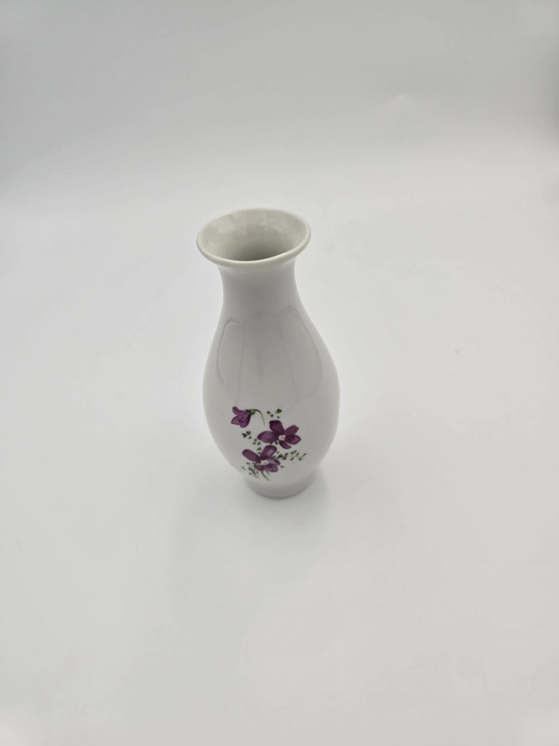 Vintage Mini Porcelain Bud Vase With Purple Flowers - Etsy