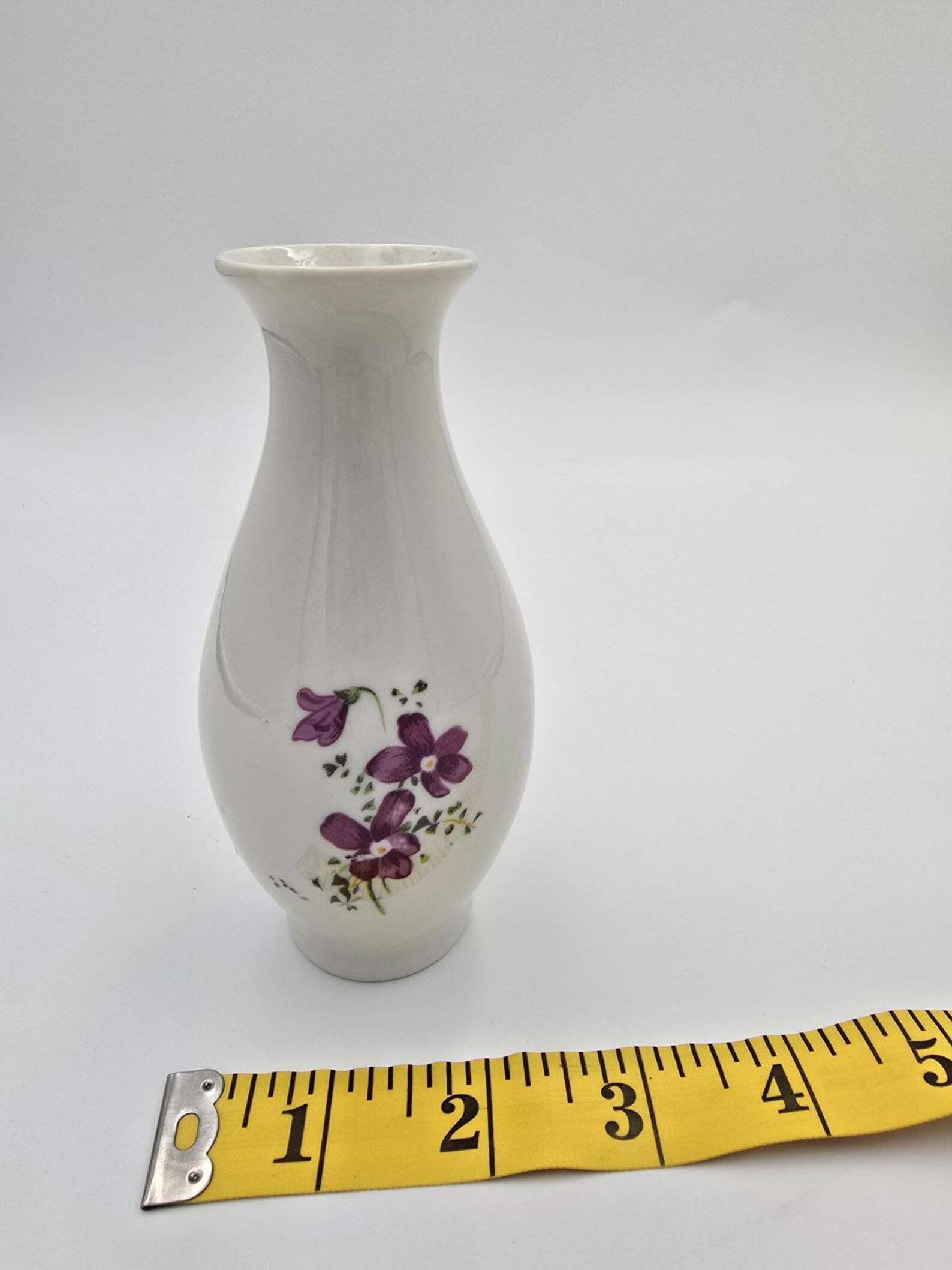 Vintage Mini Porcelain Bud Vase With Purple Flowers - Etsy