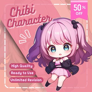 CUSTOM CHIBI CHARACTER | Custom Chibi Commission | Chibi | Fanart | High Quality Custom | Chibi Anime Art | Cute Anime Chibi | Chibi logo