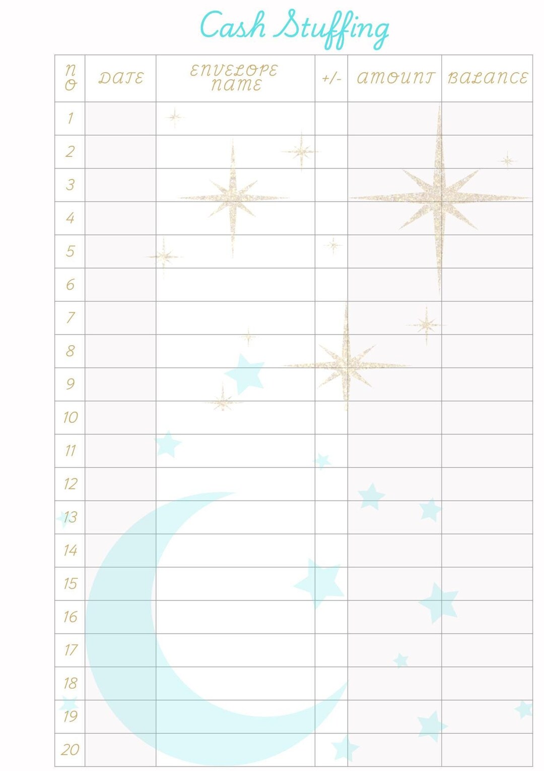 Digital Cash Stuffing Tracker - Etsy