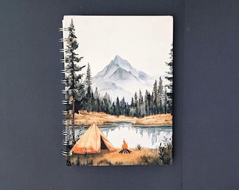 Mountain Lake Camping Notebook: Watercolor Travel Journal (5x7)