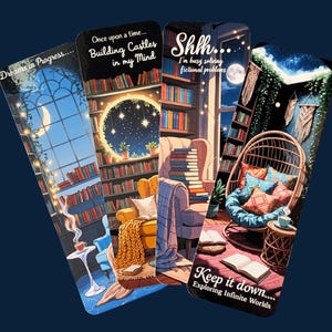 Cozy Reading Nook Bookmarks Library Lover Gift Book Lover Gift Laminated Bookmarks Aesthetic Reading Accessories for Readers Bookish Gift
