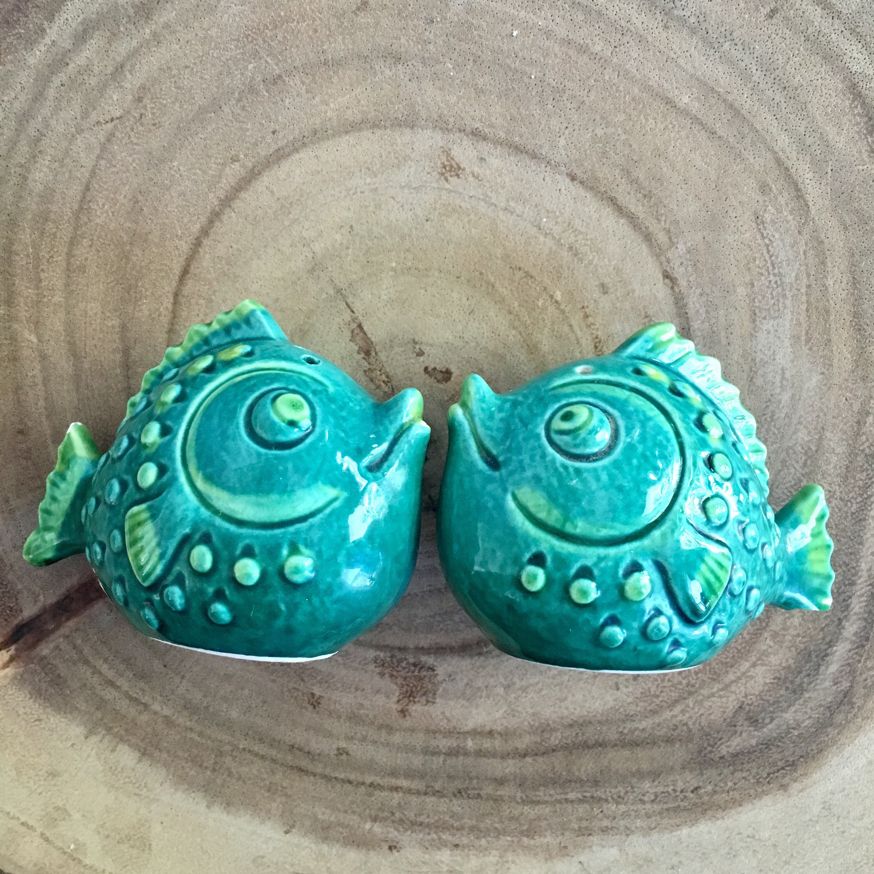 Vintage Blue Fish Salt and Pepper Shakers Etsy