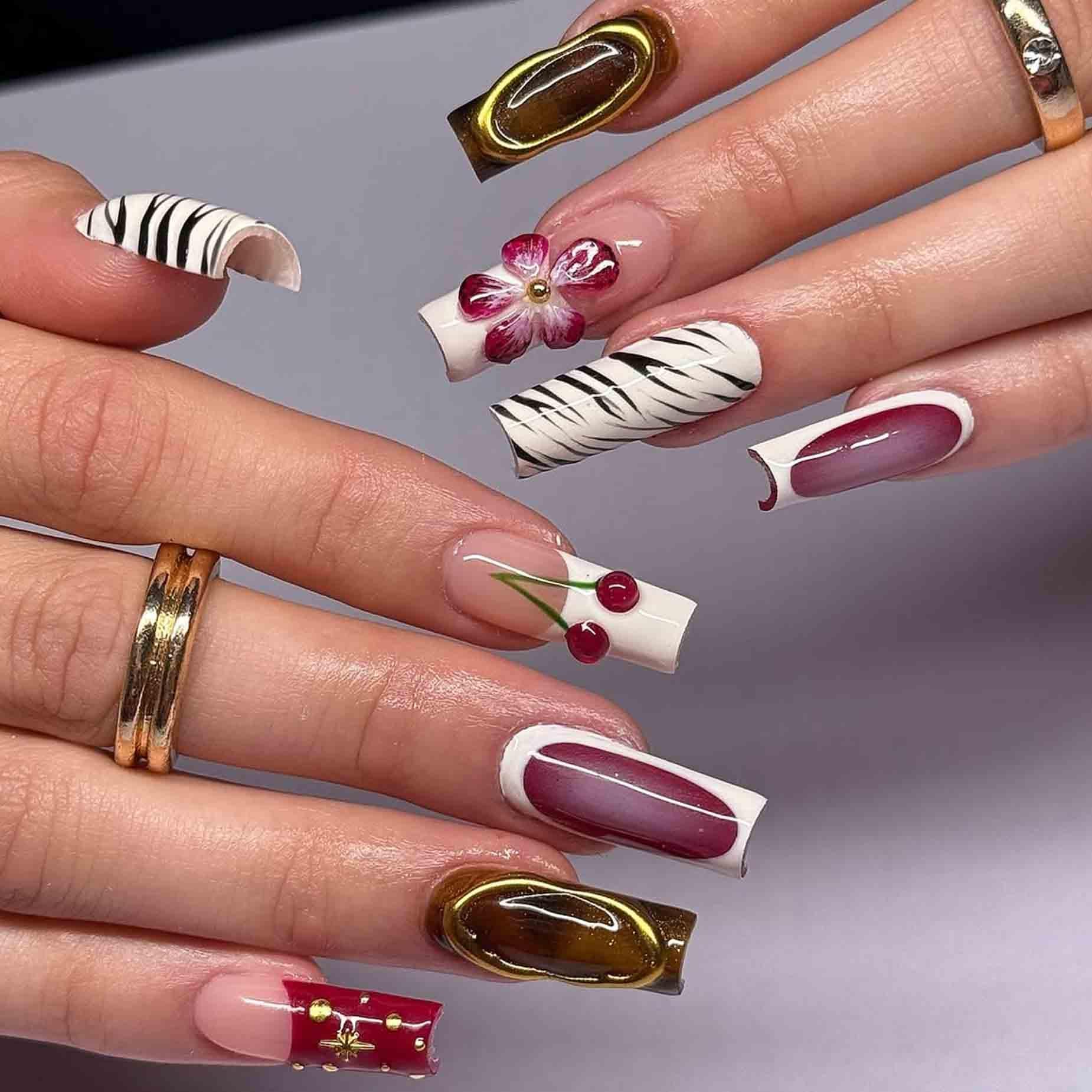 Radiant Red Swirl Nail Art