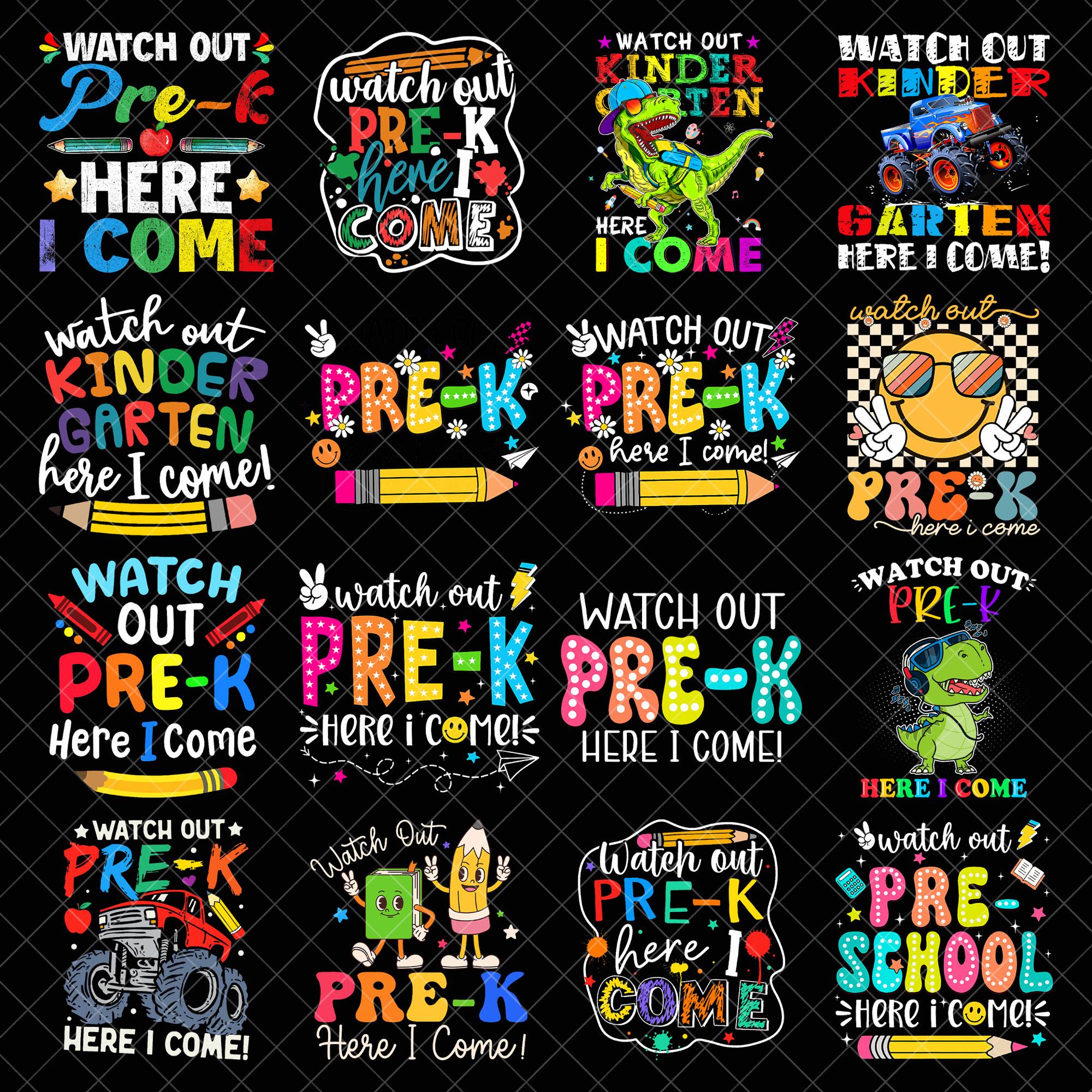 Watch Out Pre-K Here I Come Png Bundle, First Day Of Pre-K png, Pre-K png, Preschool png, Preschool png, Hello Pre-K png