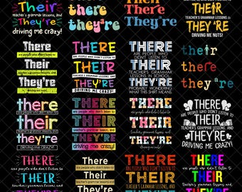 Their There They&#39;re Png, English Literary Png, Funny Grammar Png, Reading Teacher, Teacher Gift, English Teacher Punctuation Png