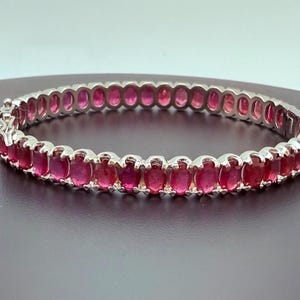 Handmade Sterling Silver Ruby Bangle Bracelet: July Birthstone