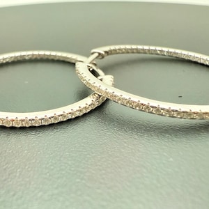 Moissanite Hoop Earrings: 925 Sterling Silver Inside-Out Sparkling Hoops