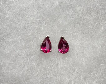 Handmade Ruby Teardrop Earrings: Sterling Silver Dangles, July Birthstone