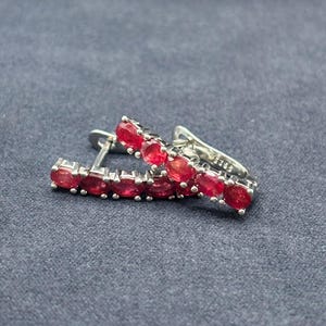 Handmade Ruby Hoop Earrings: 14K Gold Filled July Birthstone