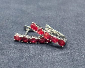 Handmade Ruby Hoop Earrings: 14K Gold Filled July Birthstone