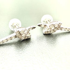 Asymmetrical Natural Diamond Stud Earrings: 18K White Gold Minimalist Jewelry